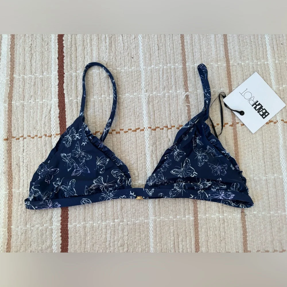 NWT Beach Riot Rosie Bikini Top in Orchid Bloom Butterfly